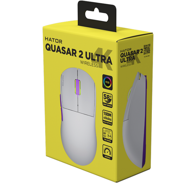 Игровая мышь HATOR Quasar 2 Ultra 4K Wireless White/Lilac (HTM571WL) - изображение 5