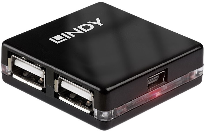 USB-хаб Lindy 4 Port USB 2.0 Mini Black (42742) - зображення 1