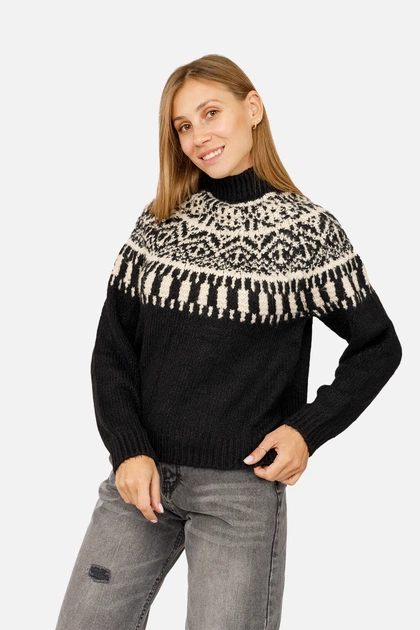 Женский свитер one size цвет черный ЦБ-00262323 - Фото 2 Женский свитер one size цвет черный ЦБ-00262323 - изображение 2