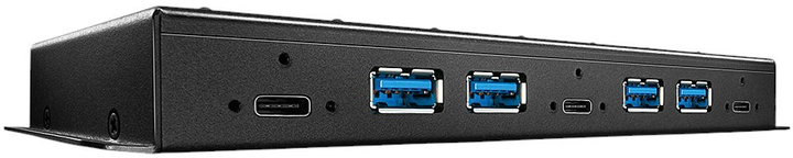 Hub USB Lindy 7 Port USB 3.2 Gen 2 Metal Black (43275) - obraz 1