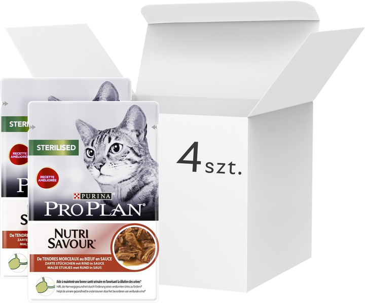 Mokra karma dla kotów sterylizowanych Purina Pro Plan Sterilised z wołowiną 4 szt x 85 g (7613287670861) - obraz 1