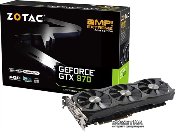 Видеокарта Zotac PCI-Ex GeForce GTX 970 AMP! Extreme Core 4096MB