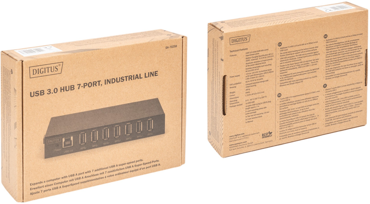 USB-хаб DIGITUS USB 3.0 Hub 7-Port, Industrial Line Black (DA-70258) - зображення 6