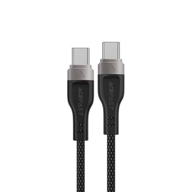 Кабель ACEFAST C11-03 Type-C на Type-C 3A, 60W, 1.2m, nylon + PVC, zinc connectors, Чорний - Фото 3 Кабель ACEFAST C11-03 Type-C на Type-C 3A, 60W, 1.2m, nylon + PVC, zinc connectors, Чорний - изображение 3
