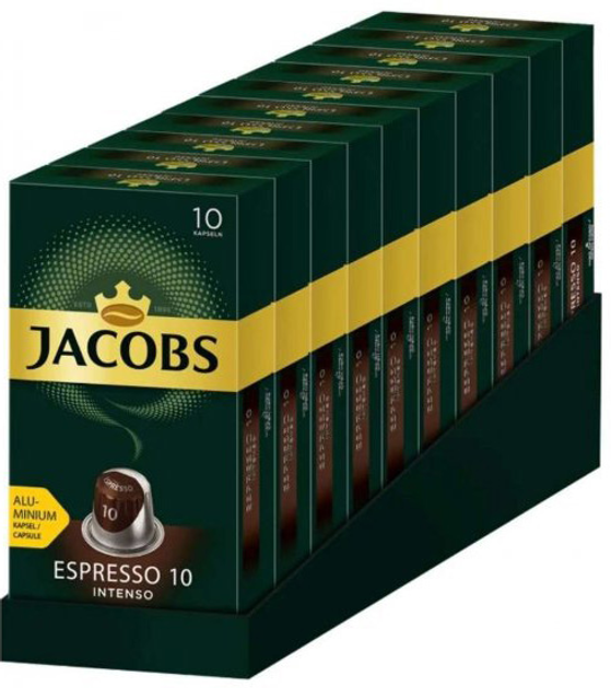 Акція на Упаковка кави меленої в капсулах Jacobs Espresso 10 Intenso сумісні з Nespresso 10 пачок x 10 шт від Rozetka