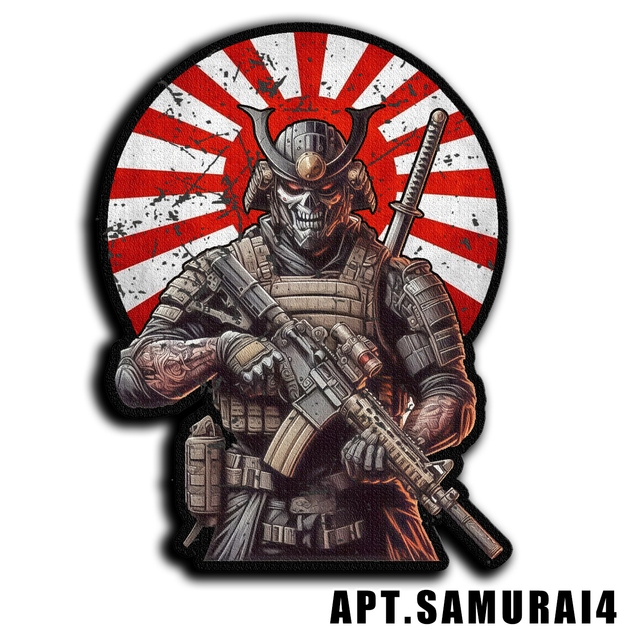 Военный шеврон Shevron.patch самурай с автоматом на фоне флага Японии (SAMURAI4) - изображение 1