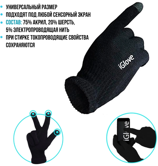Перчатки iGlove для сенсорных экранов Black (iGlove BL) - изображение 3