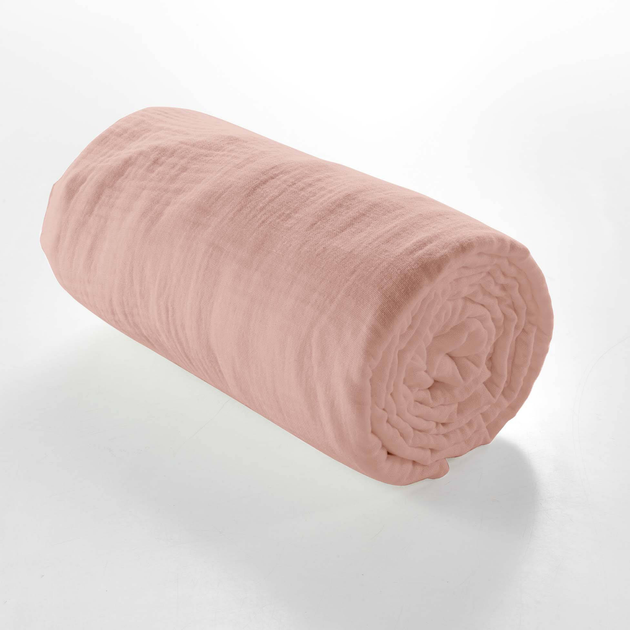 Prześcieradło Douceur d'interieur Angelia muślinowe na gumce różowe 140 x 190 cm (3574386448178) - obraz 5