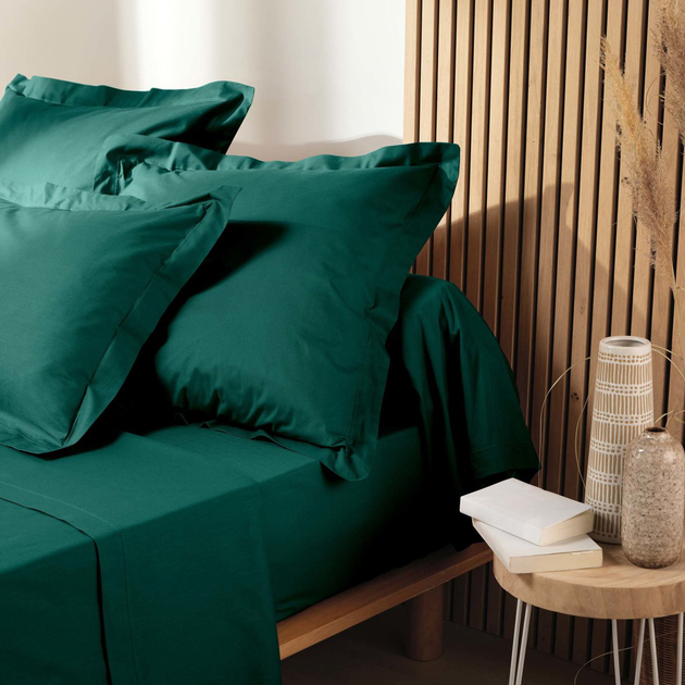 Prześcieradło Douceur d'interieur Biolina podwójne na gumce z organicznej bawełny zielone 180 x 200 cm (3574386443685) - obraz 6