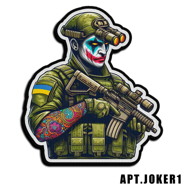 Военный шеврон Shevron.patch Джокер с автоматом и прибором ночного видения (JOKER1) - изображение 1