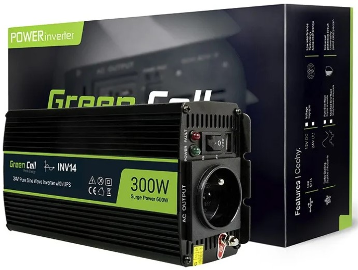 Інвертор Greencell 24 В/230 В 300 Вт/600 Вт Чиста синусоїда (INV14) - зображення 4