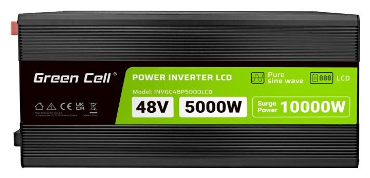 Przetwornica Greencell LCD 48 V/230 V 5000 W/10000 W Czysty sinus (INVGC48P5000LCD) - obraz 2