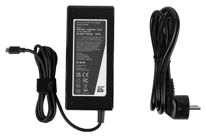 Zasilacz do laptopa Green Cell USB-C 130 W 5 V-9 V-12 V-15 V/3 A 20 V/6.5 A PD (AD140P) - obraz 5