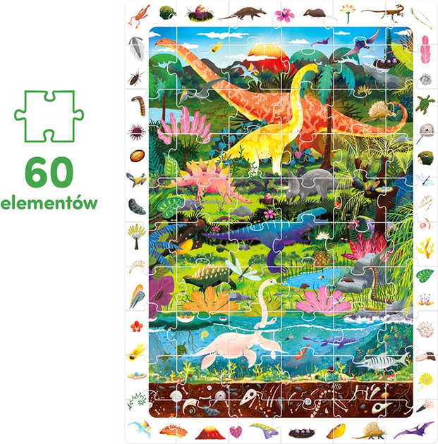 Puzzle CzuCzu Obserwacyjne puzzle Dinozaury 60 elementów (5902983493174) - obraz 3