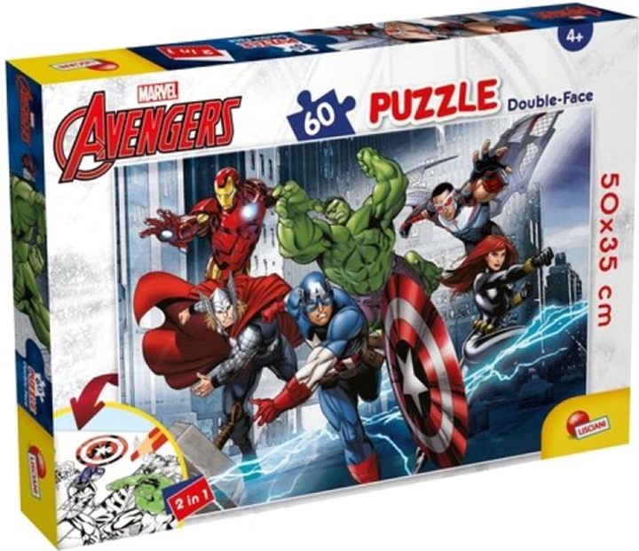 Puzzle dwustronne Lisciani Marvel Avengers 2 w 1 60 elementów (8008324099696) - obraz 1