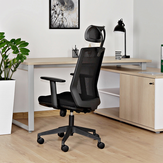 Fotel biurowy ergonomiczny Esta FS02-1H Czarny (5908242402741) - obraz 4