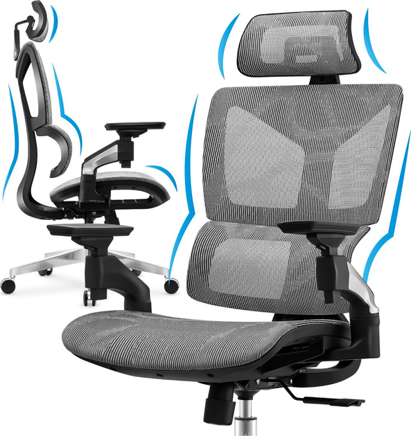 Fotel biurowy ergonomiczny Mark Adler Expert 8.5 Szary (5903796010374) - obraz 9
