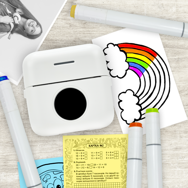Портативный термопринтер JETIX Mini Printer Student, мобильный мини + 5 рулонов термобумаги в комплекте - изображение 6