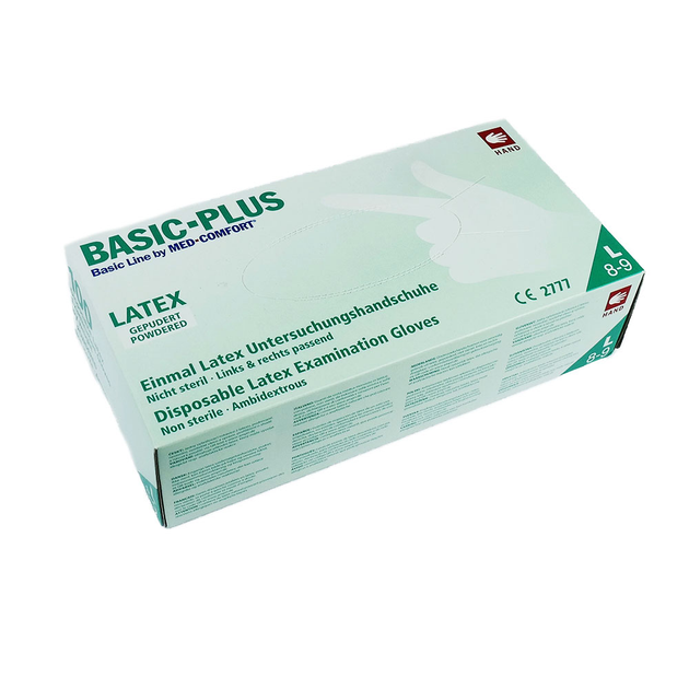 Перчатки UNEX латексные с тальком BASIC PLUS L 100 шт (01012-L) (0133867) - изображение 2