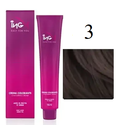 Крем-краска для волос безаммиачная ING Professional Colouring Cream No Ammonia 3 Темно-каштановый 100 мл - Фото 1 Крем-краска для волос безаммиачная ING Professional Colouring Cream No Ammonia 3 Темно-каштановый 100 мл - изображение 1