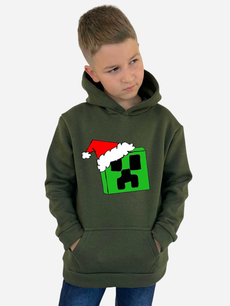 Детское теплое худи новогоднее для мальчика Спиногрыз Minecraft новогодний 10-00806 110 см Хаки (ROZ6501097879) 