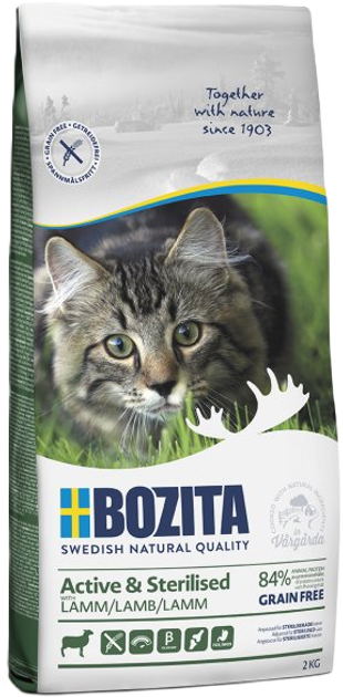 Sucha karma Bozita Active & Sterylized Grain free dla kotów aktywnych i sterylizowanych z jagnięciną 2 kg (7311030313217) - obraz 1