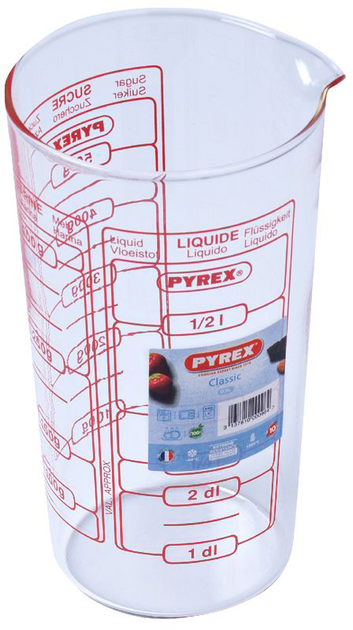 Kubek z miarką Pyrex Classic przezroczysty 500 g (3137610000964) - obraz 1