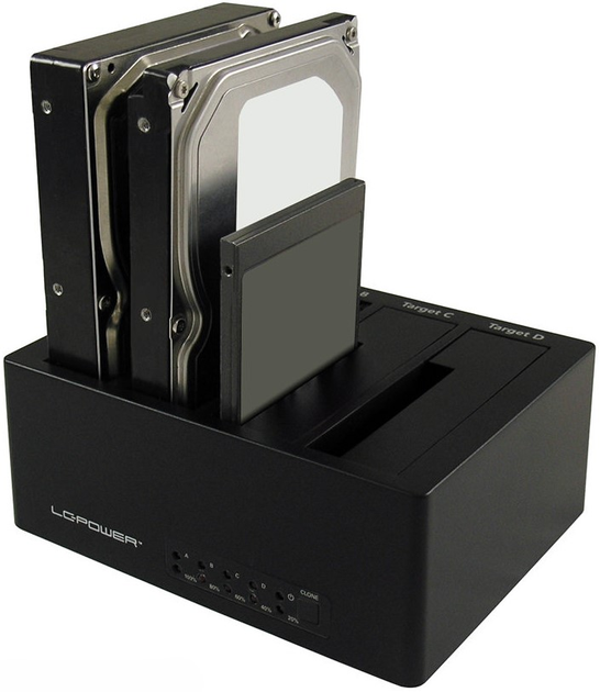 Stacja dokująca LC-Power do 4 x SATA HDD/SSD 3.5"/2.5" Black (LC-DOCK-U3-4B) - obraz 3