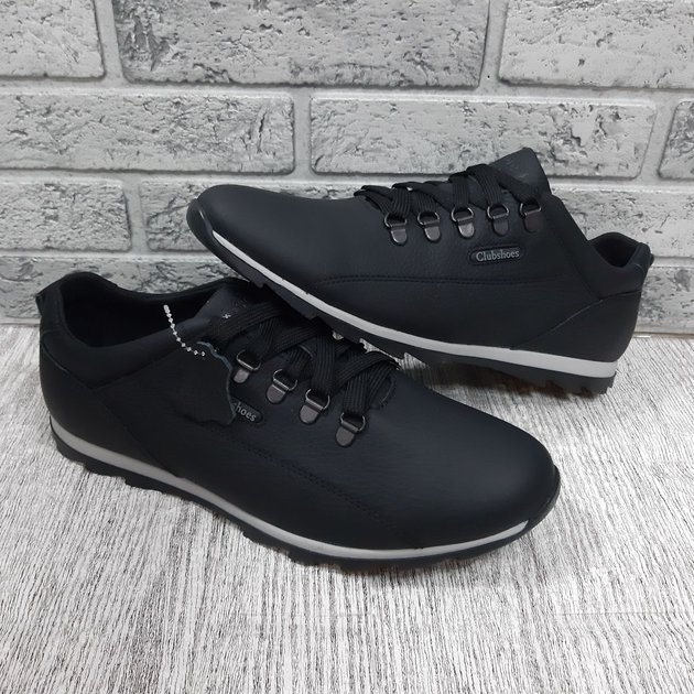 Мужские кожаные кроссовки Clubshoes чёрные 43 - Фото 1 Мужские кожаные кроссовки Clubshoes чёрные 43 - изображение 1