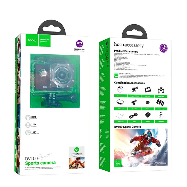 Экшн камера HOCO DV100 sports camera (6942007616799) - изображение 7