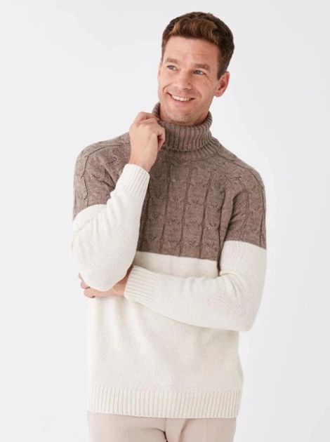 Мужской гольф LC Waikiki с верхом цвета капучино XXL Бежевый (LCWKnitwear-8625) - изображение 3