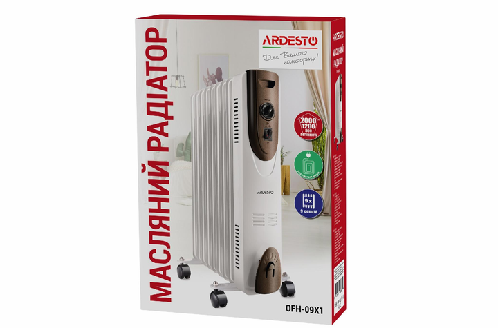 Масляный радиатор ARDESTO 2000 Вт 20м2 белый - изображение 9