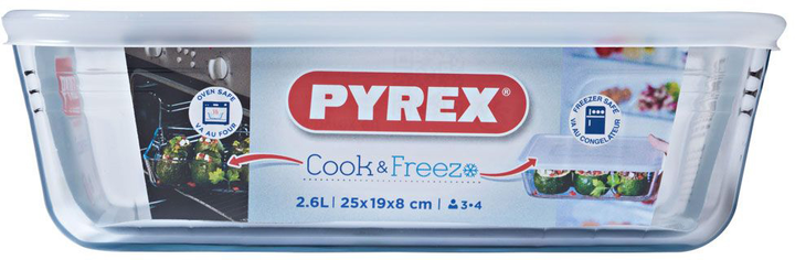 Forma do pieczenia Pyrex Cook&Freeze z pokrywką 25x19 cm (3137610000728) - obraz 2