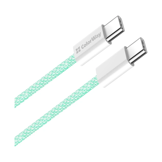 Дата кабель USB-C to USB-C 1.0m 60W 3.0А green ColorWay (CW-CBPDCC061-G) - зображення 2