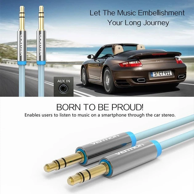 AUX аудіокабель Vention Audio 3.5 мм White Metal Type товстий дріт в обплетенні 2 м Silver (P350AC200-S) - Фото 3 AUX аудіокабель Vention Audio 3.5 мм White Metal Type товстий дріт в обплетенні 2 м Silver (P350AC200-S) - зображення 3