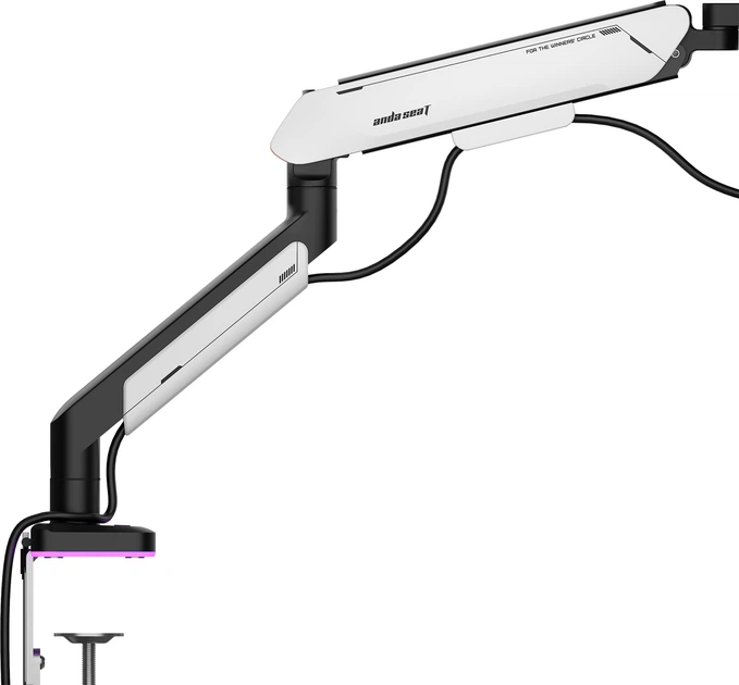 Uchwyt do monitora Anda Seat Stealth Pro II RGB 17''-42'' White (AD-W-A9X-1S-BW) - obraz 6