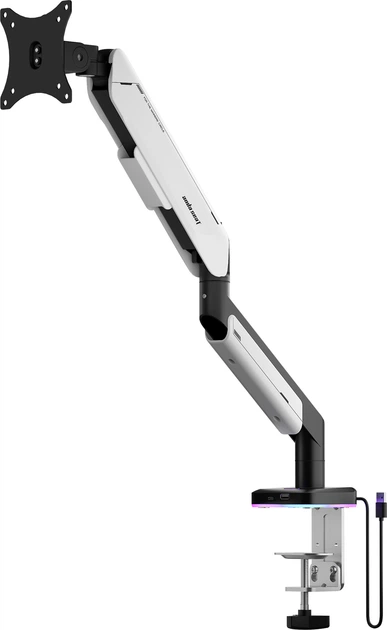 Uchwyt do monitora Anda Seat Stealth Pro II RGB 17''-42'' White (AD-W-A9X-1S-BW) - obraz 8
