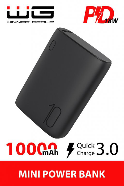 УМБ Winner Group mini 10000 mAh 18W with QC 3.0 + PD 18W Black (8591194107368) - зображення 2