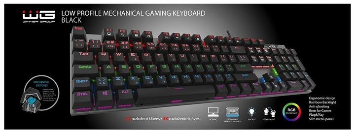 Klawiatura przewodowa Winner Group Backlit mechanical gaming keyboard USB Black (8591194107764)  - obraz 2