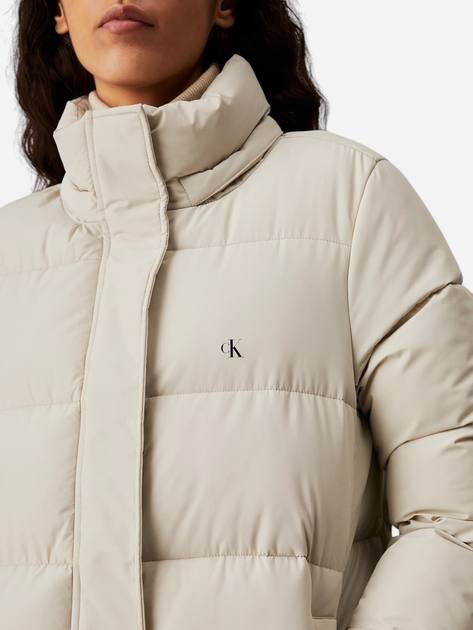 Куртка зимова довга жіноча Calvin Klein J20J224104-PD7 L Молочна (8720639432073) - зображення 4