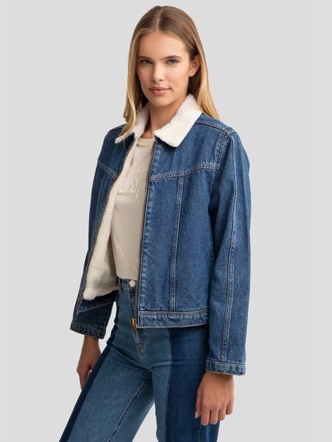 Kurtka jeansowa damska z futerkiem ocieplana Big Star Freya 768 M Granatowa (5900714787752) - obraz 5