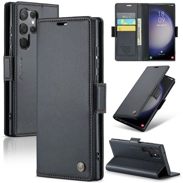 Кожаный чехол-книжка Retro Case для Samsung Galaxy S23 Ultra Черный (61121071) - Фото 1 Кожаный чехол-книжка Retro Case для Samsung Galaxy S23 Ultra Черный (61121071) - изображение 1