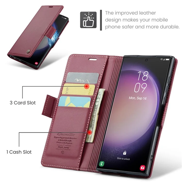 Кожаный чехол-книжка Retro Case для Samsung Galaxy S23 Ultra Красный (6112107_5) - Фото 5 Кожаный чехол-книжка Retro Case для Samsung Galaxy S23 Ultra Красный (6112107_5) - изображение 5