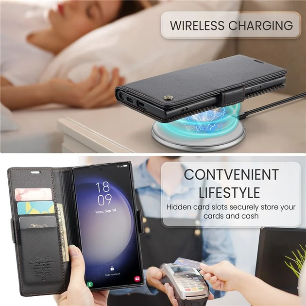 Кожаный чехол-книжка Retro Case для Samsung Galaxy S23 Ultra Черный (61121071) - Фото 8 Кожаный чехол-книжка Retro Case для Samsung Galaxy S23 Ultra Черный (61121071) - изображение 8