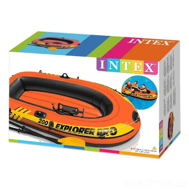 Полутораместная надувная лодка Intex 58357 (58356) Explorer PRO 200 Set 196 х102 см с насосом и веслами оранжевая - изображение 5