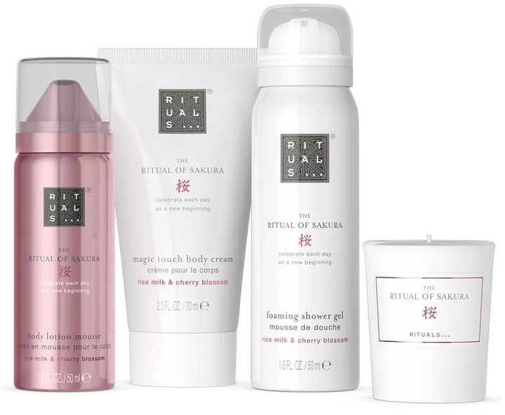 Zestaw Rituals The Ritual Of Sakura Gift Set S Krem do ciała 70 ml + Peeling do ciała 70 ml + Żel pod prysznic 50 ml + Świeca zapachowa 25 g (8719134184471) - obraz 2