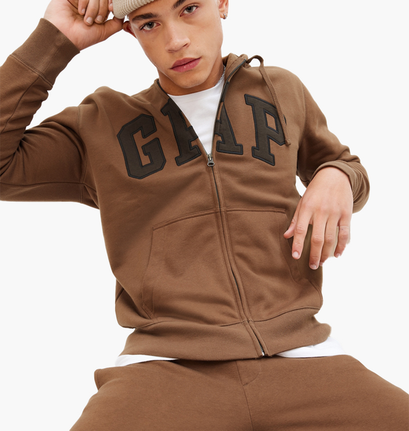 Толстовка Gap Logo Zip Hoodie Brown 546879261 L – Брендовий одяг | ROZETKA