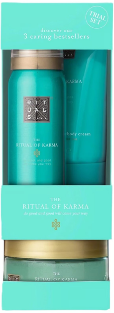 Набір Rituals The Ritual Of Karma Trial Set Гель для душу 50 мл + Скраб для тіла 125 г + Крем для тіла 125 мл (8719134185263) - зображення 2