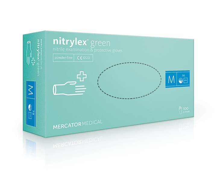 Нітрилові рукавички Nitrylex Green м'ятні М 50 пар - зображення 1