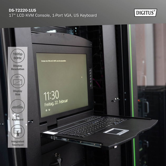KVM-консоль Digitus 1U 17" TFT 1x VGA (DS-72220-1US) - зображення 11